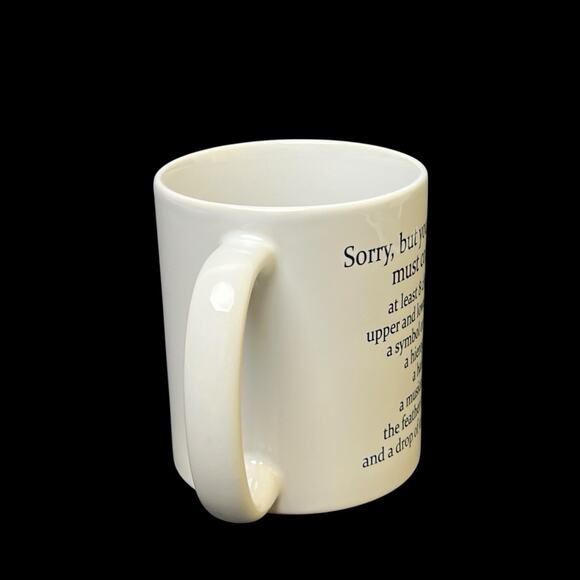 Coffee Mug Comical Password Must Contain Ceramic Cup White Black Letters Amusing - Picture 4 of 10